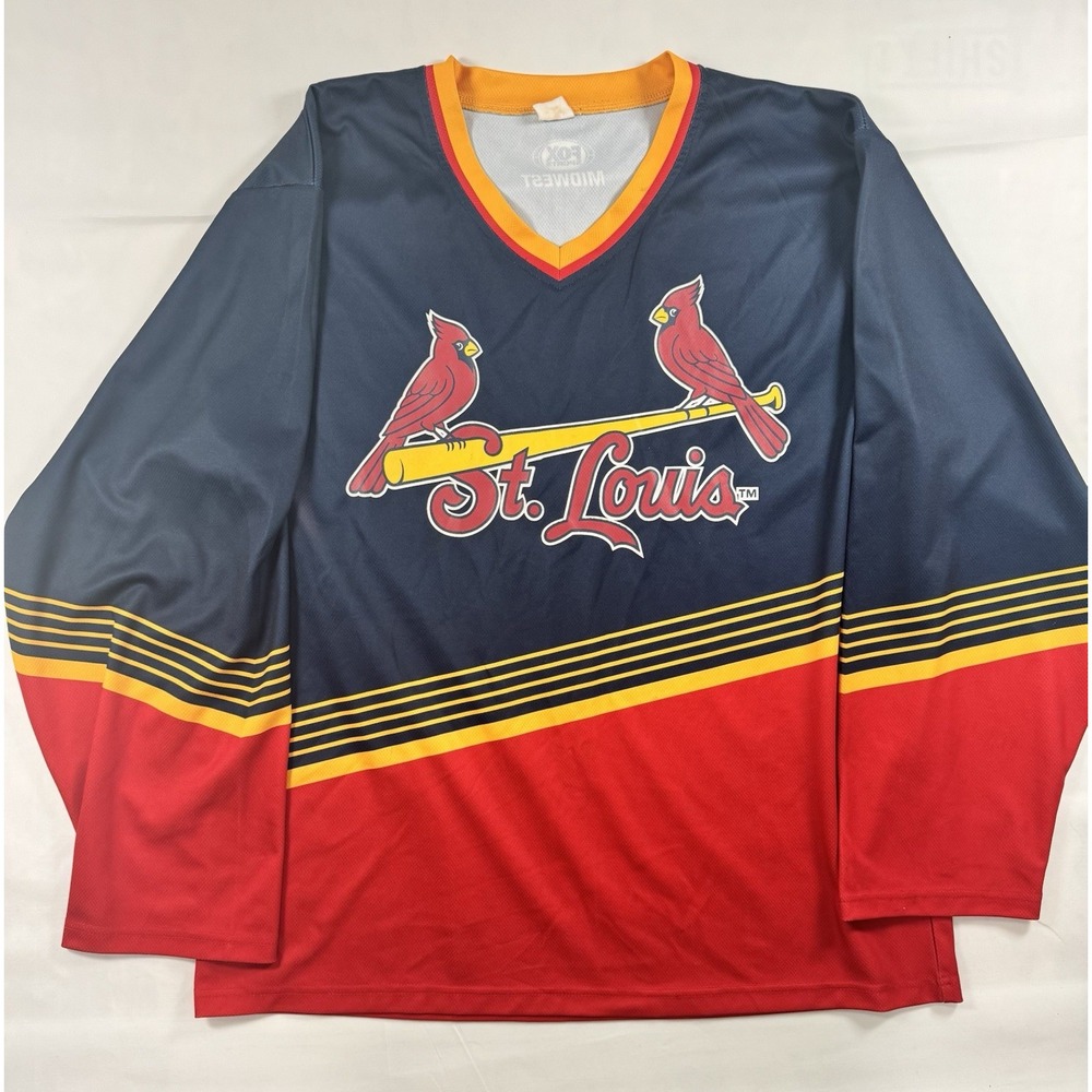 St Louis Cardinals FOX Sports Midwest Jersey Long Sleeve MLB Red Navy Promo